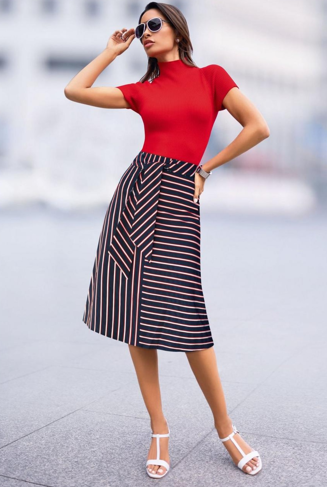 A line midi skirt