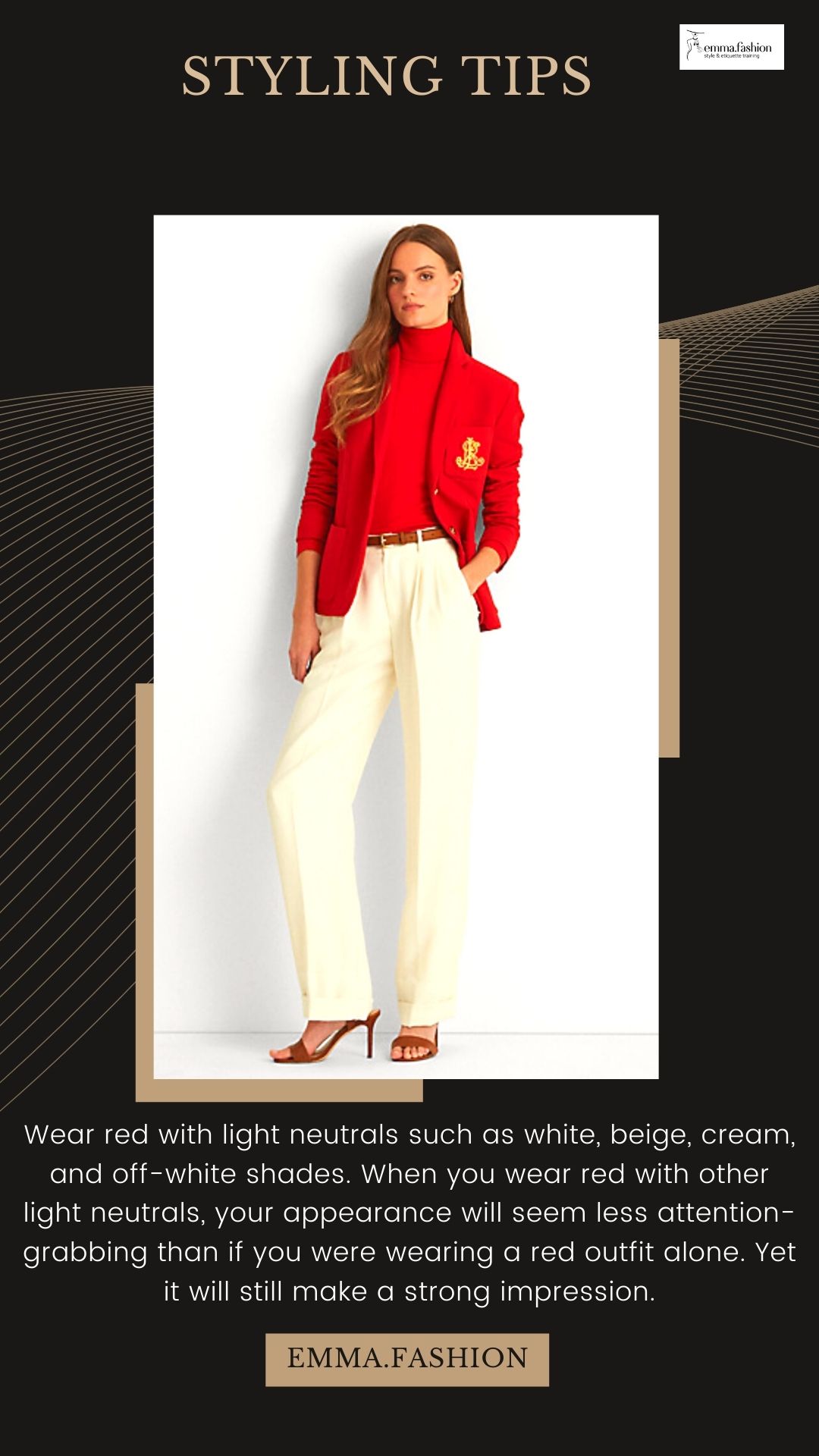 Red color and light neutrals