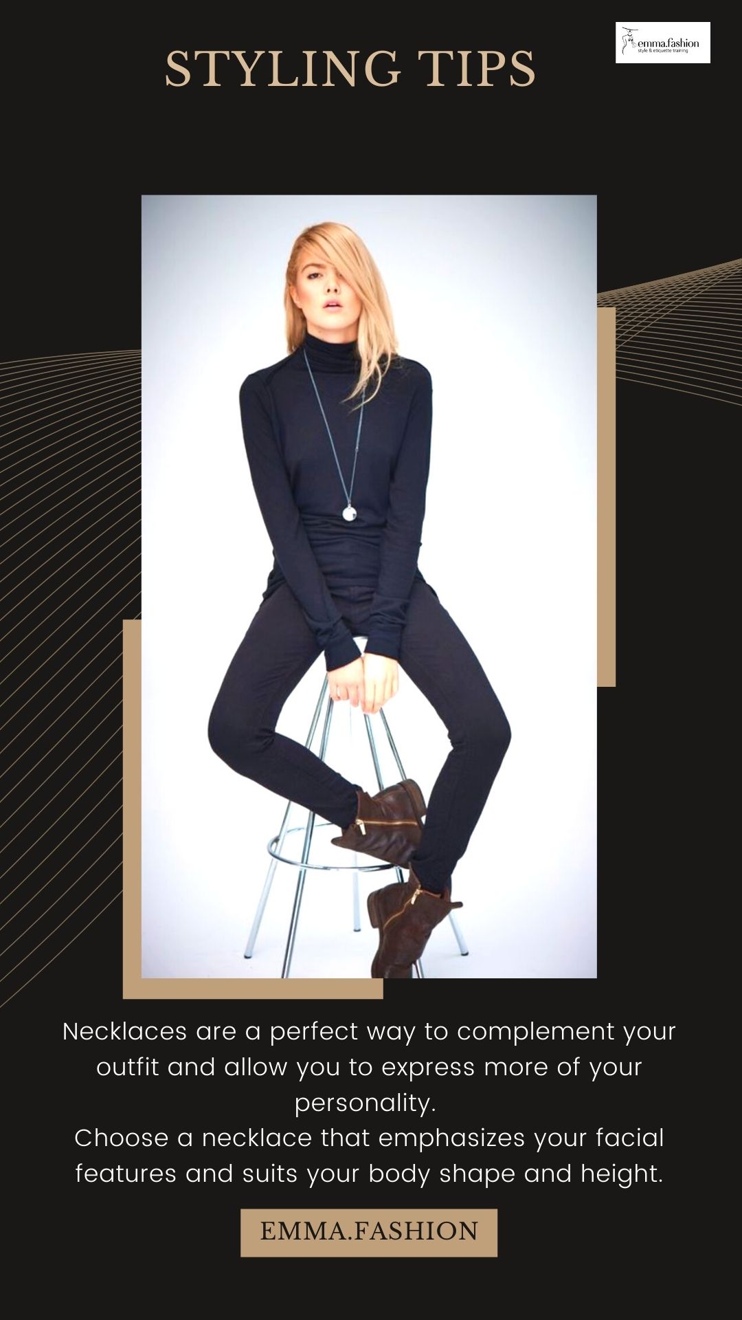 Turtleneck and long pendant