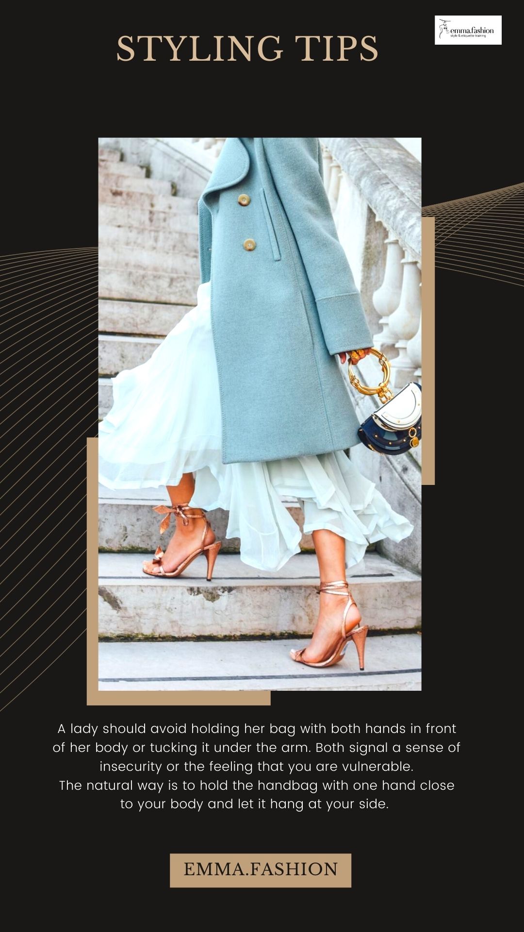 The etiquette of holding a bag